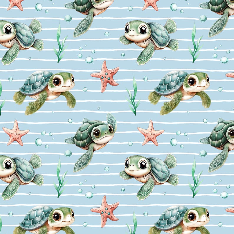 Watercolour Turtle Seamless Pattern display