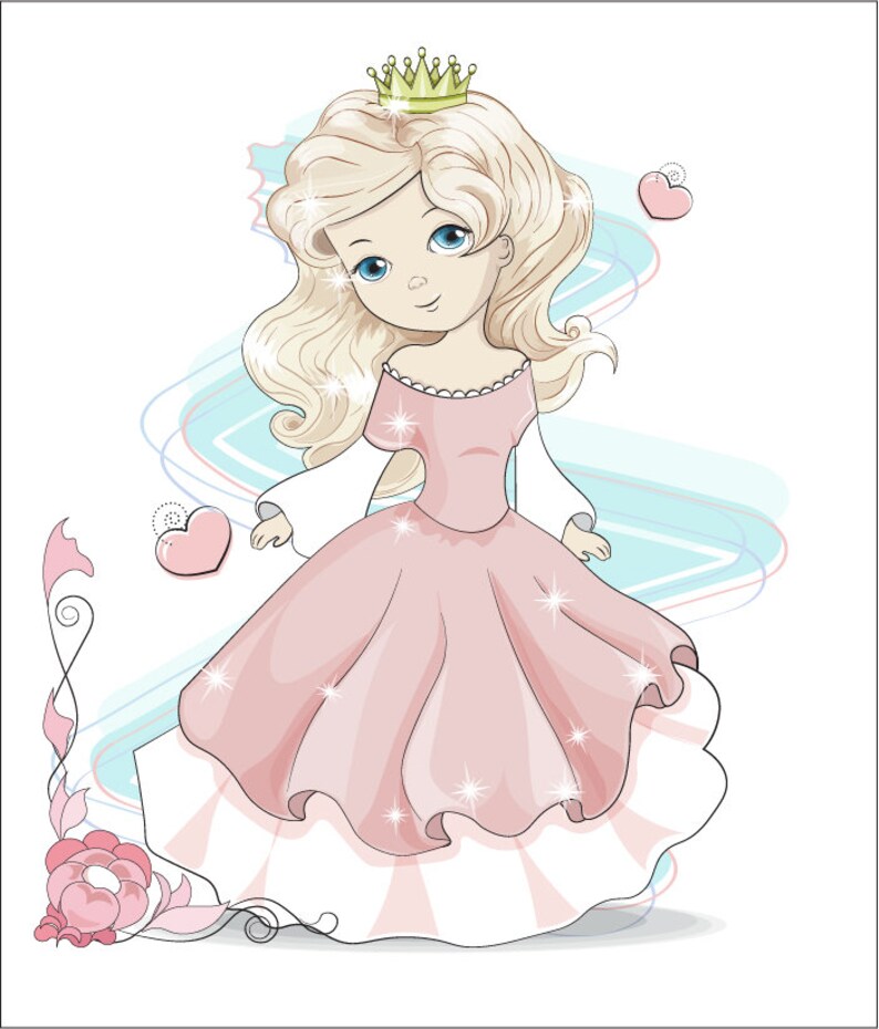 Download Fabulous princess with flowers birthday illustration Svg | Etsy