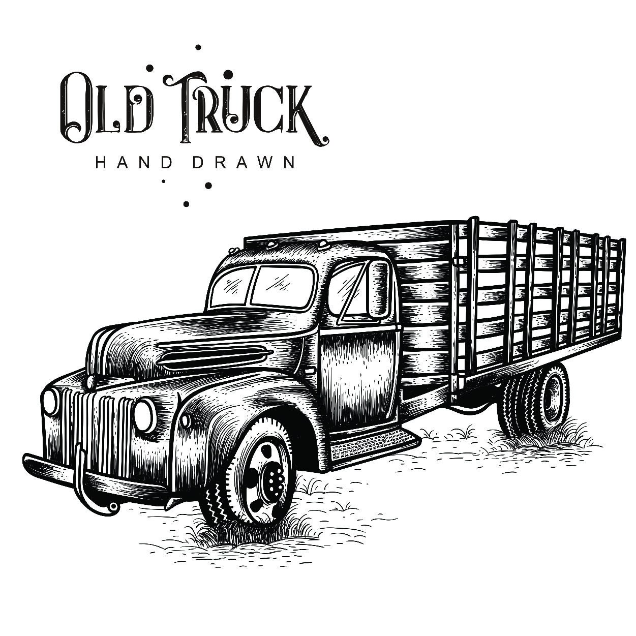 Old farm vector truck in vintage style, Svg truck, Bundle Svg truck, Cut Fi...