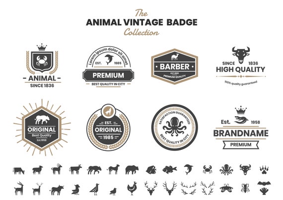 Download Animal Vintage Design Badges And Emblems Svg Animal Bundle Etsy