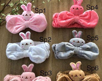Opaska spa z uroczym króliczkiem, pielęgnacja skóry, opaska do mycia twarzy