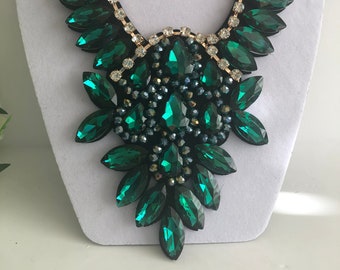 Emerald statement necklace statement jewelry statement necklace emerald necklace women’s jewelry accessories Christmas accessories
