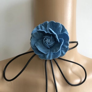 Light blue rose flower choker necklace big flower choker blue floral choker necklace accessories women&#39;s flower choker necklace wedding