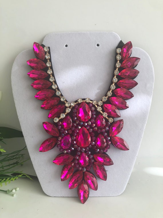 Pink Statement Necklace Fashion Choker Necklace Pink Statement