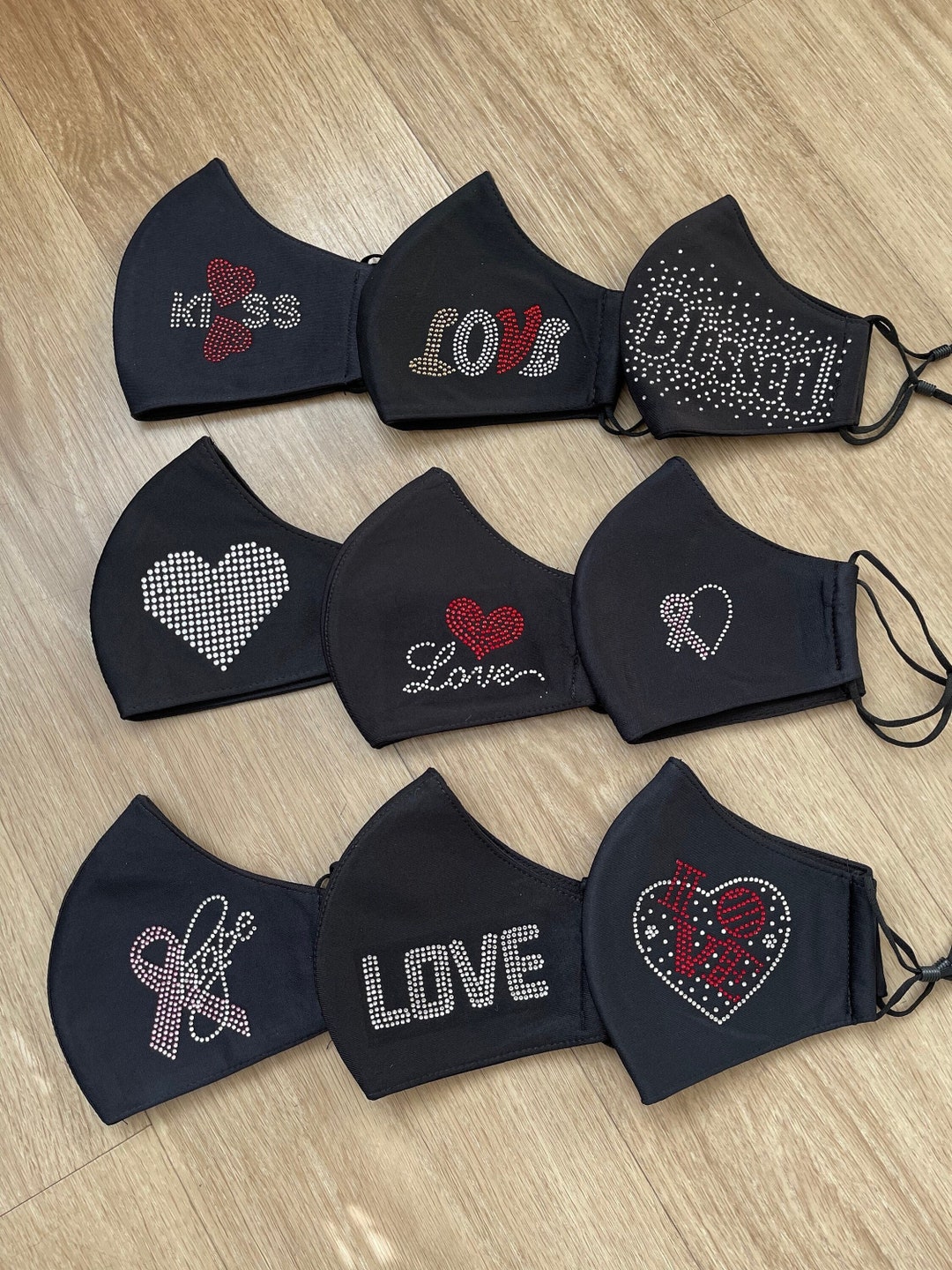 Bling Rhinestone Mask Blessed Face Mask, Love Face Mask, Holiday Gifts