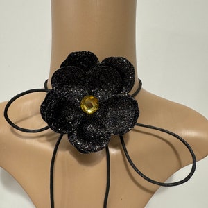 3.5” Black flower choker necklace black flower neck tie flower accessories black flower choker necklace for women’s jewelry accessorizes