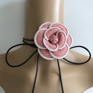 Pink camellia flower choker necklace pink flower choker necklace women’s choker accessories pink camellia flower necklace gifts for her