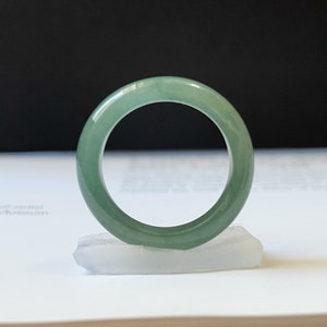 Natural Myanmar Bluish Green Jadeite Jade Minimalist Ring Band