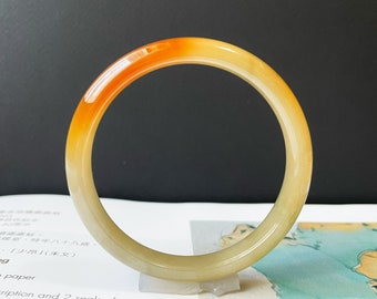 50.6mm Natural Myanmar Honey Yellow and Red Icy Jade Bangle
