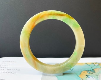 Natural Type A Myanmar Tri-Color Jade Bangle – Yellow, Green, Red 60.9mm