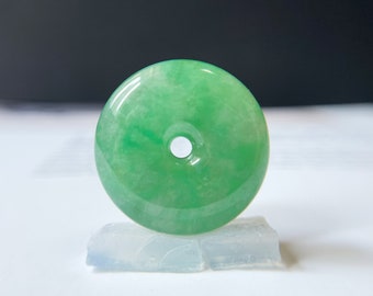 Natural Myanmar Icy Vivid Green Halo Donut Jade - Round Circle Loose Gem