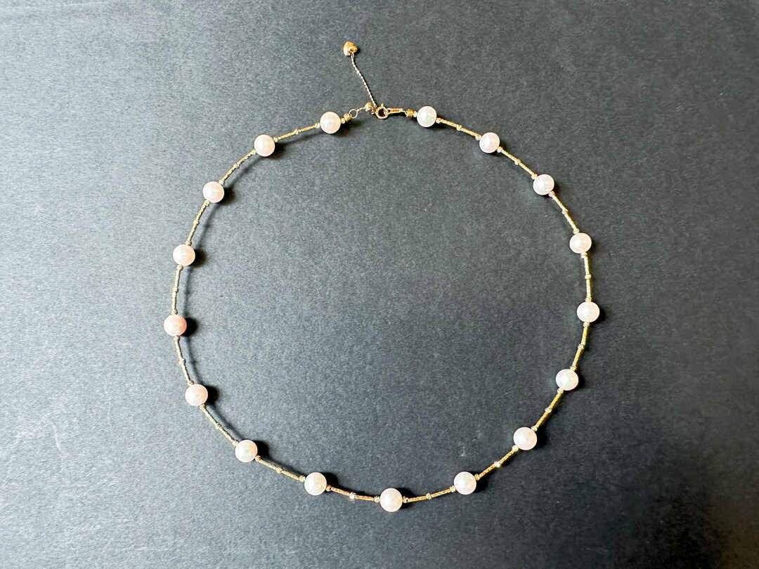 天然日本製アコヤ真珠ネックレス（18Kゴールドチェーン、日本海真珠7mm