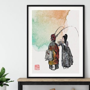Chinese Opera Watercolor Painting Art Print (Digital Download)