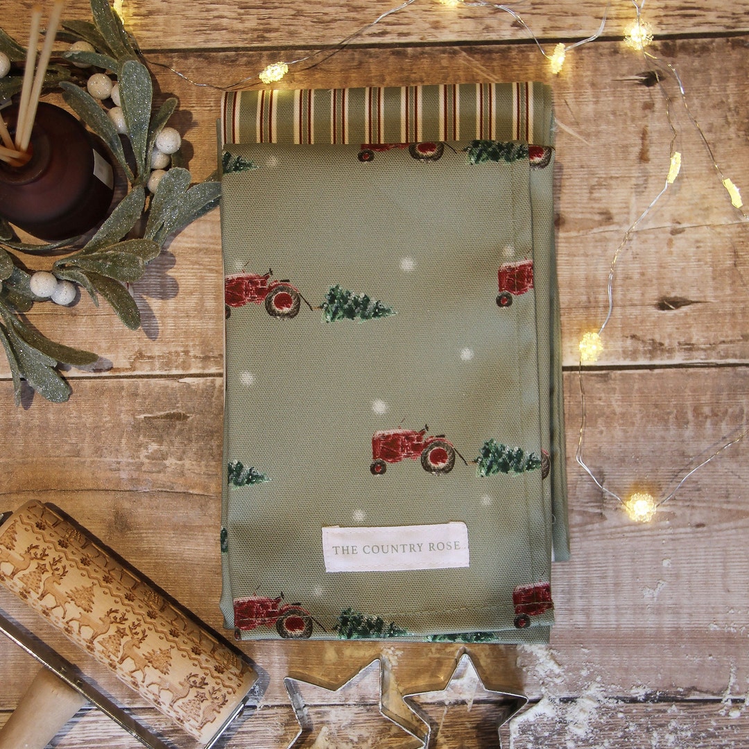 Christmas Tractors Double Tea Towel country Decor Kitchen Etsy