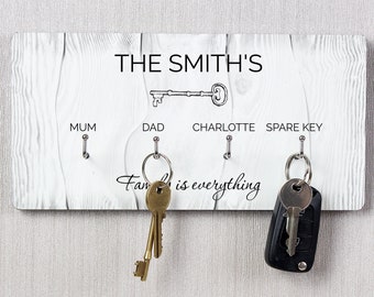 Personalised Key Hooks - Hanging Key Holder - New Home Gift - Personalised Key Holder for Wall - Family Gift - Home Decor Gift