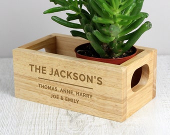 Personalised Free Text Mini Wooden Crate - Engraved Wooden Storage Box for Bits and Bobs - Personalised Wooden Storage / Organiser