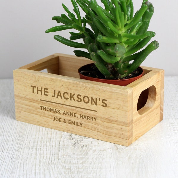 Personalised Free Text Mini Wooden Crate - Engraved Wooden Storage Box for Bits and Bobs - Personalised Wooden Storage / Organiser