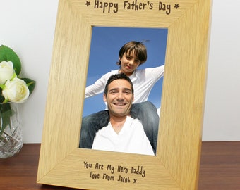 Personalised Oak Finish 6x4 Happy Fathers Day Photo Frame - Fathers Day Gift