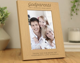 Personalised Godparents 5x7 Wooden Photo Frame - Keepsake Picture Frame - Godparent Gift - Photo Frame - Christening Gift for Godparents