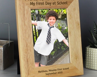 Personalised My First Day at School 5x7 Wooden Photo Frame - Keepsake Picture Frame - First Day at Scool Picture Frame Gift