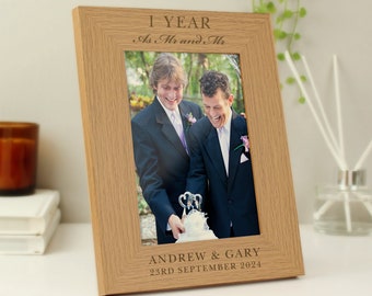 Personalised Anniversary 5x7 Oak Finish Photo Frame - 5th Anniversary Gift - Anniversary Gift