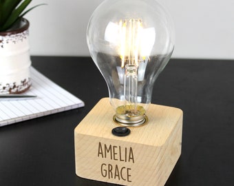 Personalised Free Text LED Bulb Table Lamp - Personalised Lamp - LED Bulb Lamp - Desk Lamp - Home Decor