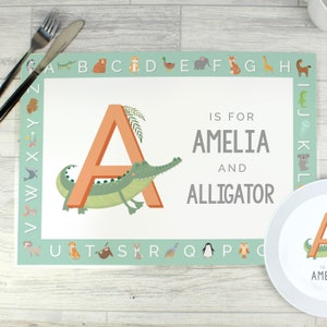 Personalised Animal Alphabet Placemat - Personalised Childrens Tablemat - Animal Gifts for Children