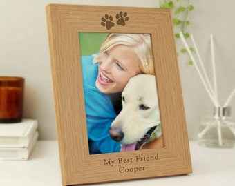 Personalised Paw Prints Pet 5x7 Wooden Photo Frame - Keepsake Picture Frame - Dog Photo Frame - Cat Photo Frame - Pet Memorial