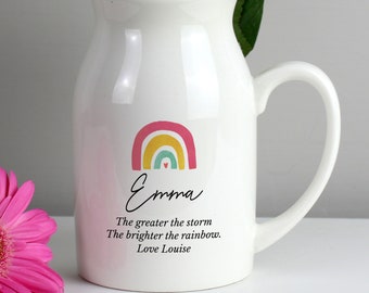 Personalised Rainbow Flower Jug - Jug Vase for Flowers - Flower Vase - Rainbow Gift