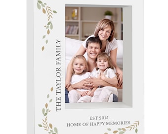 Personalised Fresh Botanical 5x7 Box Photo Frame - Personalised Wedding Day Gift - Anniversary Gift - Family Photo Box Frame