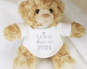 Personalised Born in 2024 Teddy Bear - Personalised Baby Girl, Baby Boy Gift - Personalised Baby Gifts