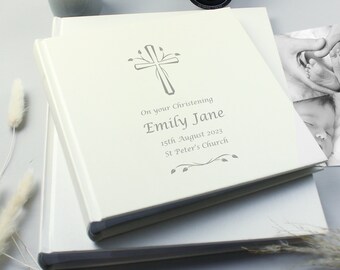 Personalised Silver Cross Square Photo Album - 6x4 Photo Album - Christening Photo Album - Baptism - Confirmation - First Holy Communion