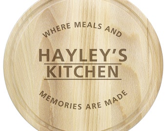 Personalised 'Meals and Memories' Round Chopping Board - Kitchen Gift - New Home Housewarming Gift - Cooking Gift - Baking Gift