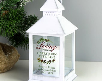 Personalised In Loving Memory White Lantern - Personalised Memorial Lantern - Personalised Memorial In Loving Memory Lantern