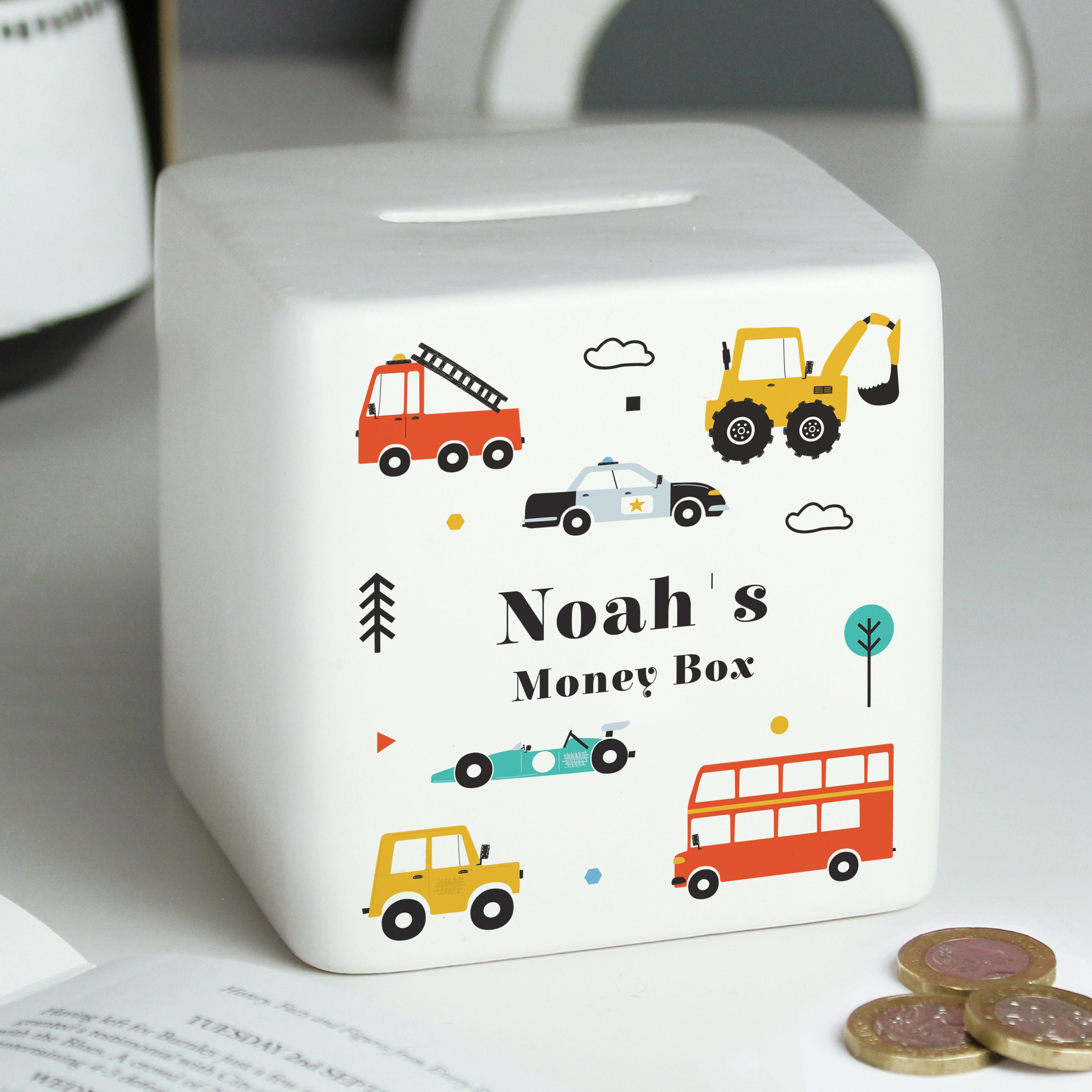 Personalised Vehicle Money Box Personalised Ceramic Square Etsy UK