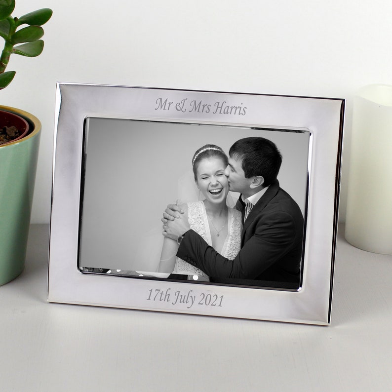 Personalised Silver Plated 6x4 Landscape Photo Frame Engraved Picture Frame Wedding Picture Frame Anniversary Photo Frame image 2