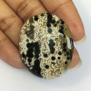 AAA+ Ocean Jasper, Cabochon Oceanico Naturale, Pietra Preziosa Oceanica di Forma Ovale 36X30X5 MM 44 Crt., Il lotto migliore per Gioielli Cabochon, A-316