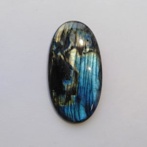 Labradorita natural azul real, cabochão de labradorita de formato oval, cabochão solto de labradorita, labradorita 194 CT, joias envoltórias de arame, A-017