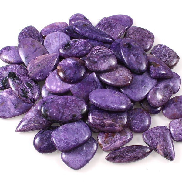 AAA+ Quality Charoite Cabochon lot, Natural Charoite Gemstone lot, Mix shape & size Charoite lot, Wire wrapping wholesale cabochon lot A-280