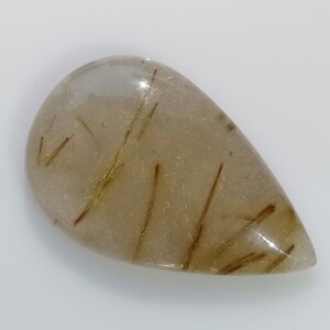 Pear Shape Natural Golden Rutile Cabochon Loose Gemstones, Pear Shape Golden Rutile Cabochon 86.65 Ct. 49x31x8 MM, Wire Wrapping Cabs A-138