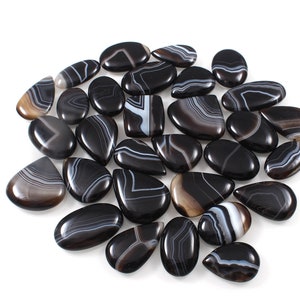 Natual Black Botswana Cabochon lot, Mix Shape Black Botswana agaat edelsteen partij, Groothandel cabochon leverancier, draad wraping Cabochon A-347