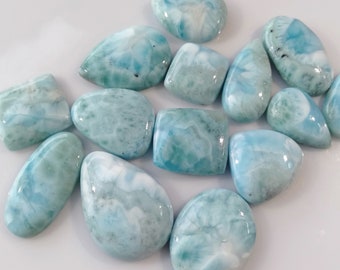32X21 Larimar cabochons smooth polished Pear shape handmade Gemstone 100/%Natural Loose stone 33cts. mm.