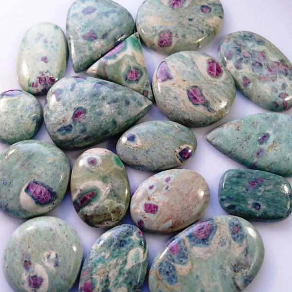 Natural Ruby fuchsite Cabochon lot, Mixed Shape Ruby fuchsite loose Gemstone lot, Wire Wrap & pendant Cabochon, Wholesale cabochon lot A-119