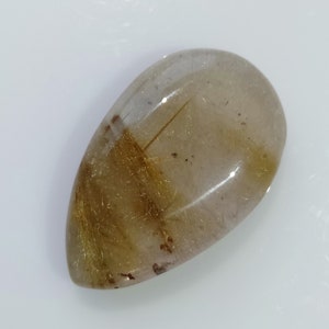 Bella!!! Natural Golden Rutile Cabochon Loose Gemstones, Drop Shape Golden Rutile Cabochon 89 Ct. 44x28x10 MM, Cabine di avvolgimento filo A-137