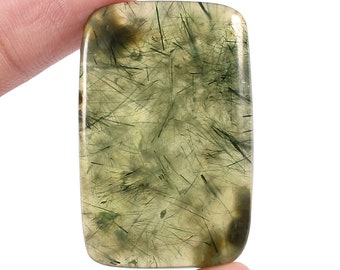 Prehnite mágico Cabujón. Piedra preciosa prehnita natural, forma de rectángulo Piedra suelta prehnita 40x26x8 MM 103 Ct., Mejor para hacer joyas A-206