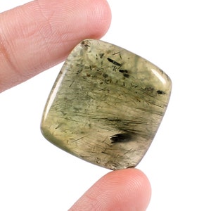 Admirable Prehnite Cabochon. Pierre précieuse naturelle de Prehnite, forme carrée Pierre en vrac de Prehnite 25x8 MM 44 Ct., Idéal pour faire des bijoux A-209
