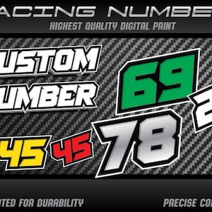 Personal Custom Race number stickers decals graphics racing motorcycle car karting motocross MX track bike racecar Laminated UV