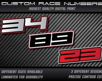 Personal custom Race numbers stickers decals graphics racing motorcycle car karting motocross MX track dirt bike Laminated UV