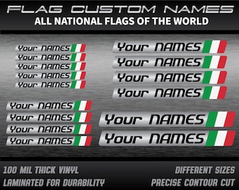 Custom Name Laminated Stickers: Racing Flag Decals