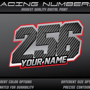 3x Personal Custom Race number and name plate stickers decals graphics motorcycle car kart motocross MX track bike racecar carbon